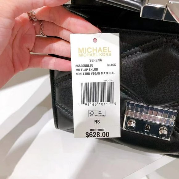 Michael Kors Serena Medium Quilted Flap Chain Shoulder Bag Croosbody Silver Tone - Picture 10 of 14